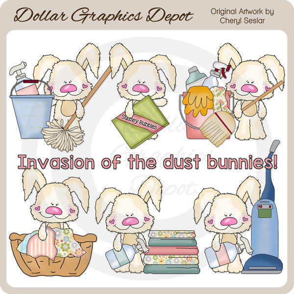 Scruffy Dust Bunnies - Clip Art
