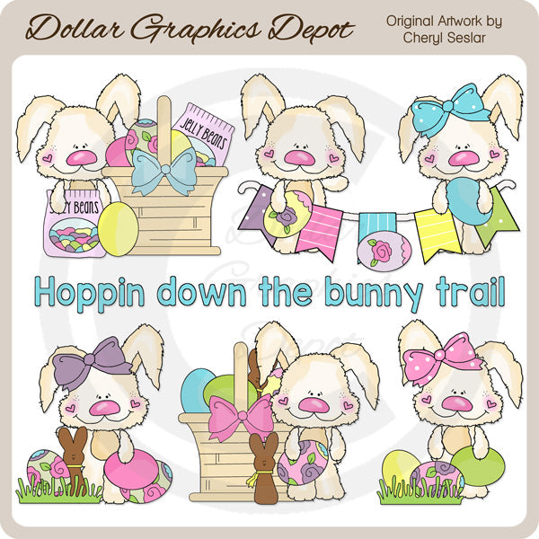 Scruffy Easter Bunnies - Clip Art