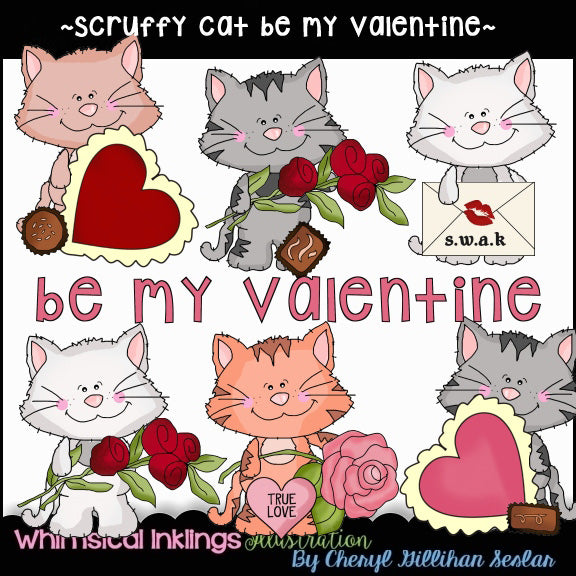 Scruffy Cats...Be My Valentine