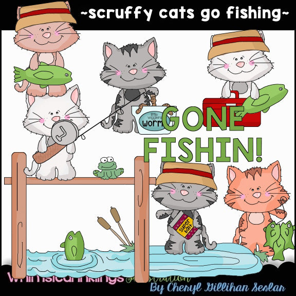 Scruffy Cats...Gone Fishing