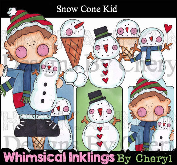 Snow Cone Kid... Colección gráfica coloreada a mano