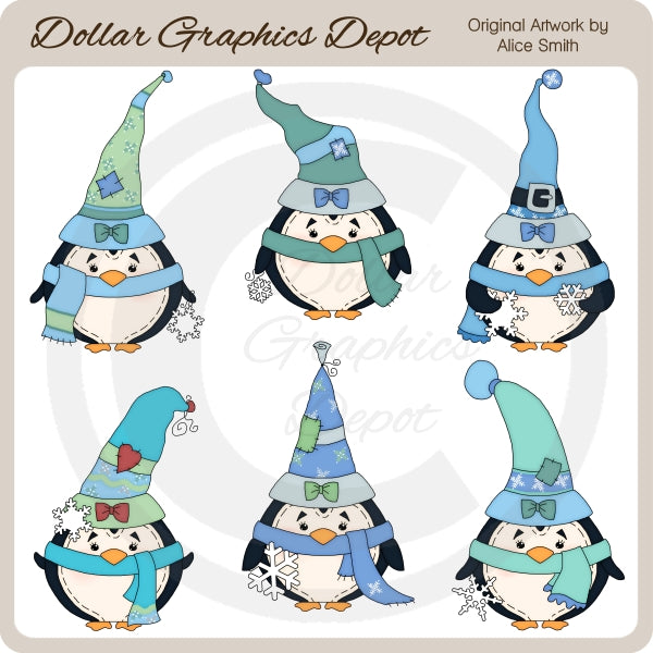 Snowflake Penguins 1 - Clip Art - *DCS Exclusive*