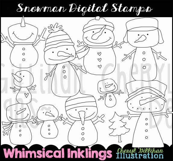 Snowmen Digital Stamps