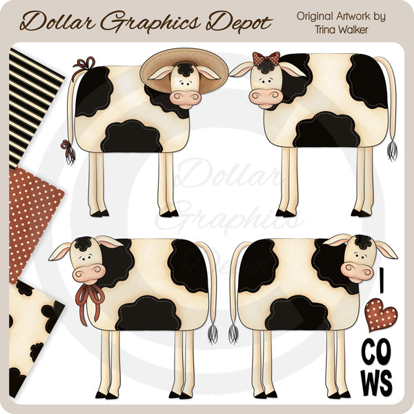 Spotted Cows 1 - Clip Art