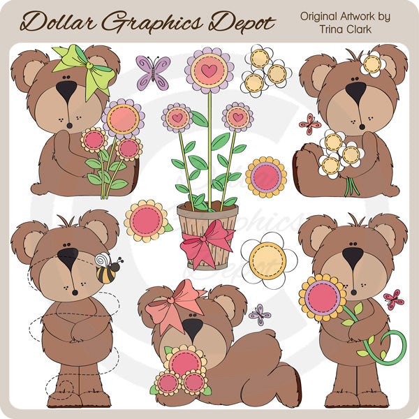 Spring Bears 2 - Clip Art