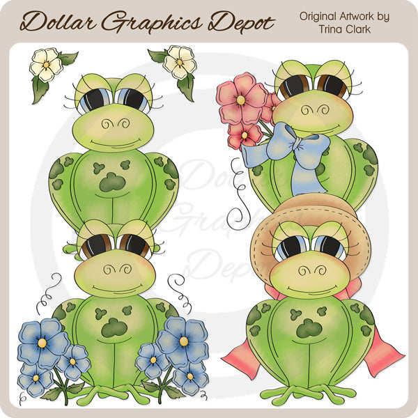 Spring Frogs 1 - Clip Art
