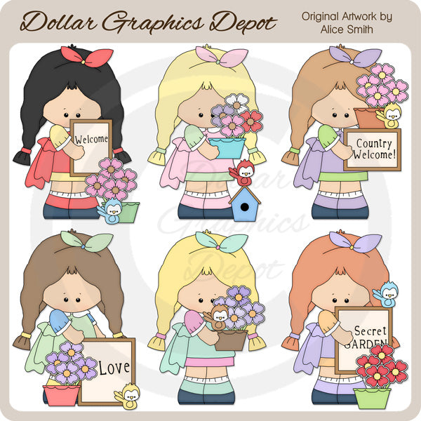 Spring Garden Girls - Clip Art - *DCS Exclusive*
