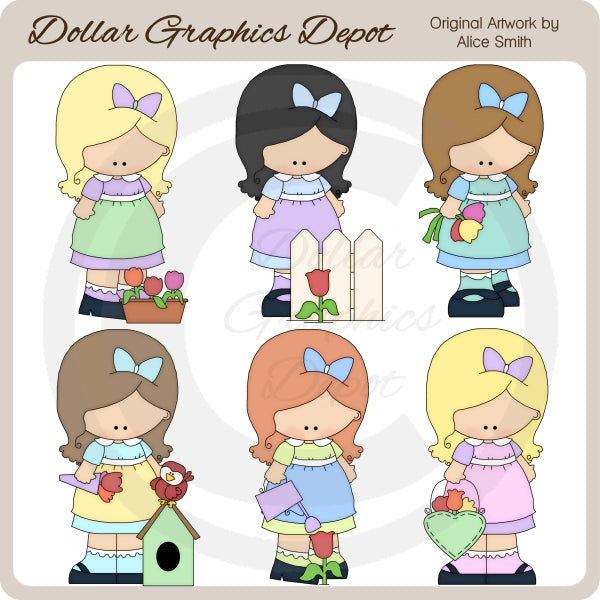 Spring Girls - Clip Art - *DCS Exclusive*