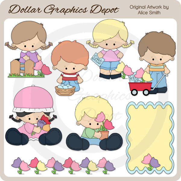 Spring Kids 1 - Clip Art