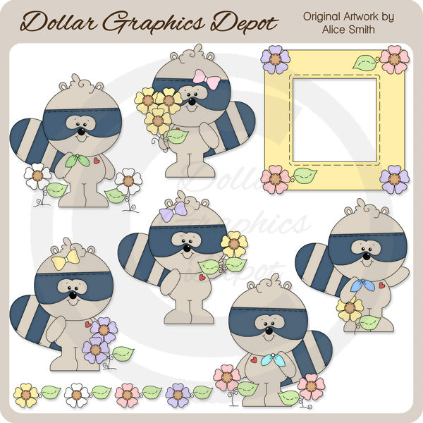 Spring Raccoons - Clip Art - *DCS Exclusive*
