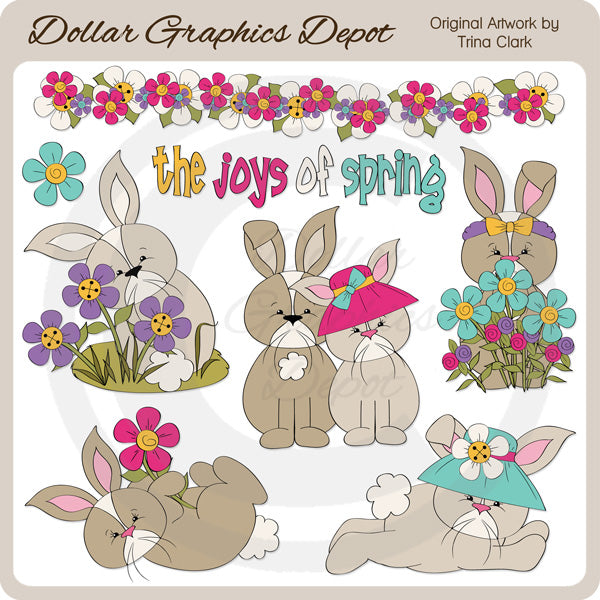 Springtime Bunnies 1 - Clip Art