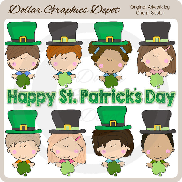 St. Patrick's Day Kids - Clip Art