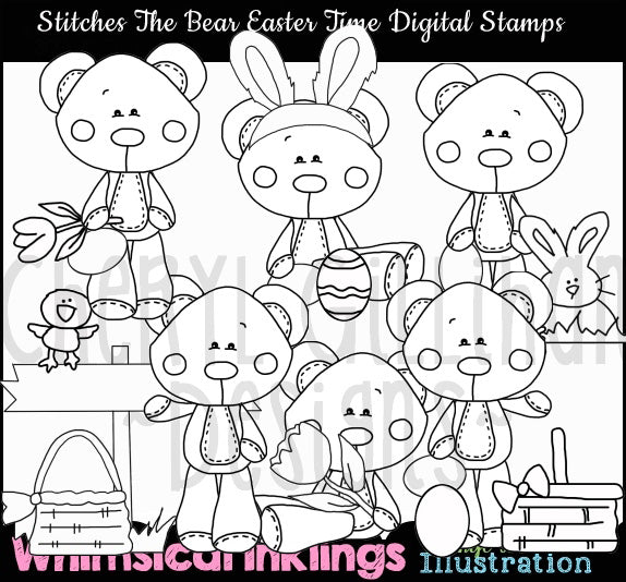 Stitches The Bear Easter Time...Digital Stamps