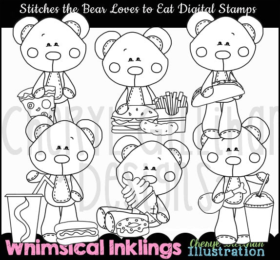 Stitches The Bear Loves To Eat...Digital Stamps
