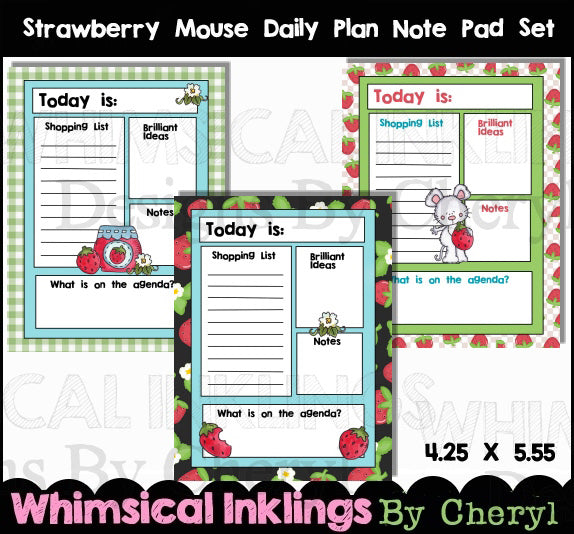 Bloc de notas del plan diario de Strawberry Mouse (WI)