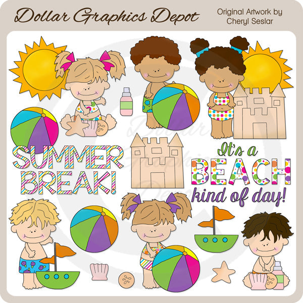 Summer Break Kids - Clip Art