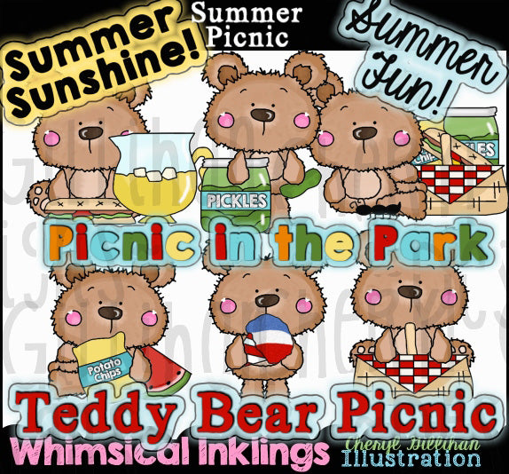 Osos de picnic de verano... Colección gráfica