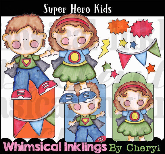 Super Hero Kids...Hand Colored Graphic Collection