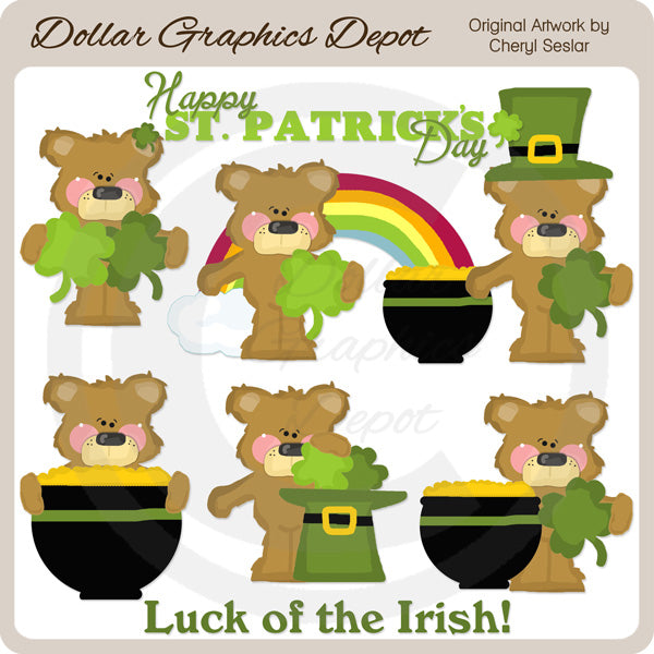 Sweet Irish Bears - Clip Art