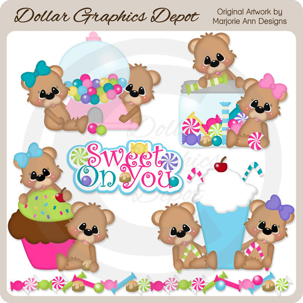Sweet On You Bears - Clip Art