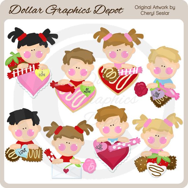 Sweet Valentine Kids - Clip Art
