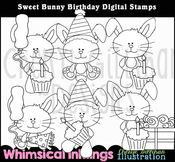 Sweet Bunny Birthday...Digital Stamps