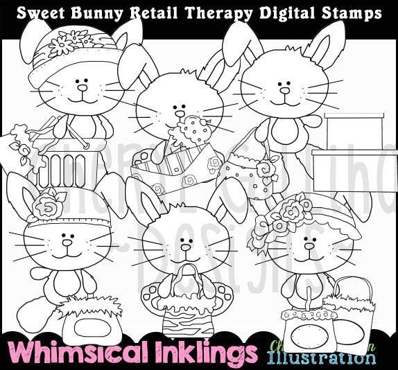 Sweet Bunny Retail Therapy..Digital Stamps