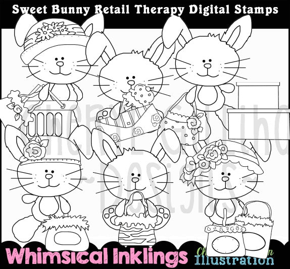 Terapia de venta al por menor de Sweet Bunny... Sellos digitales