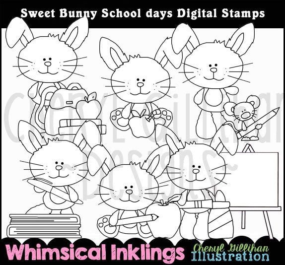 Giorni di scuola Sweet Bunny... Francobolli digitali