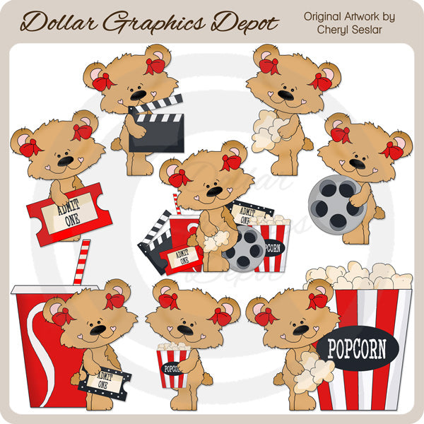Sweetie Bears - Movie Time - Clip Art * DCS Exclusive*