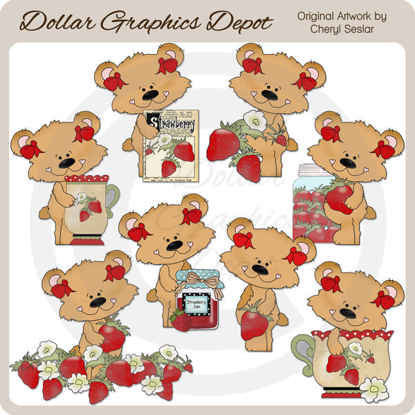 Sweetie Bears - Strawberry Delight - Clip Art - *DCS Exclusive*