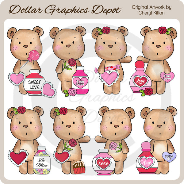 Sweetie Valentine Bears - Clip Art