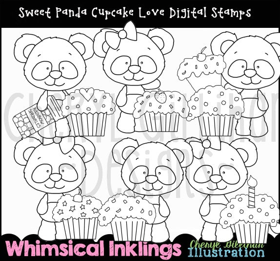 Sweet Panda_Cupcake Love - Digital Stamps