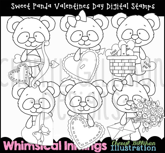 Sweet Panda_Valentines Day - Digital Stamps