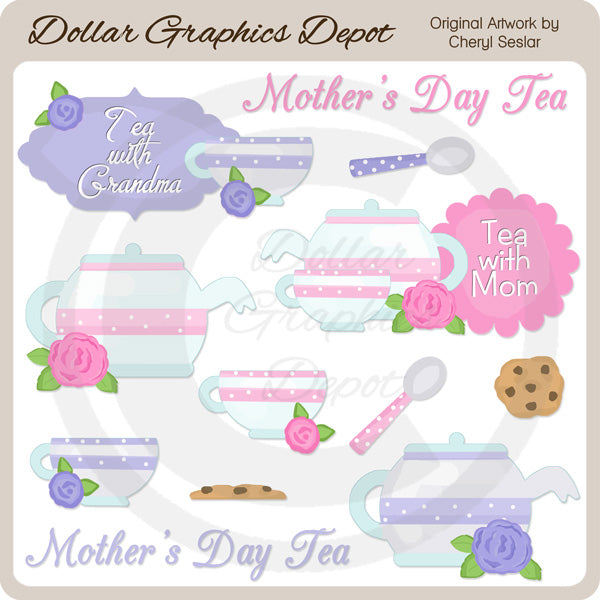 Tea With Mom - Clip Art