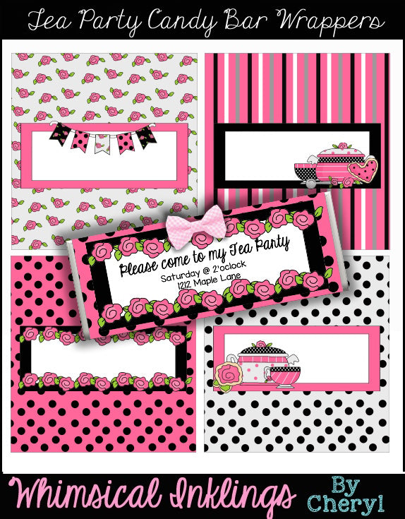 Tea Party Hershey Candy Bar Wrappers