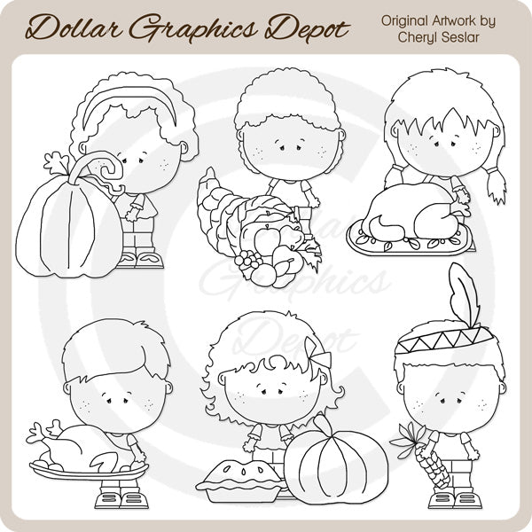 Thanksgiving Munchkins - Digital Stamps