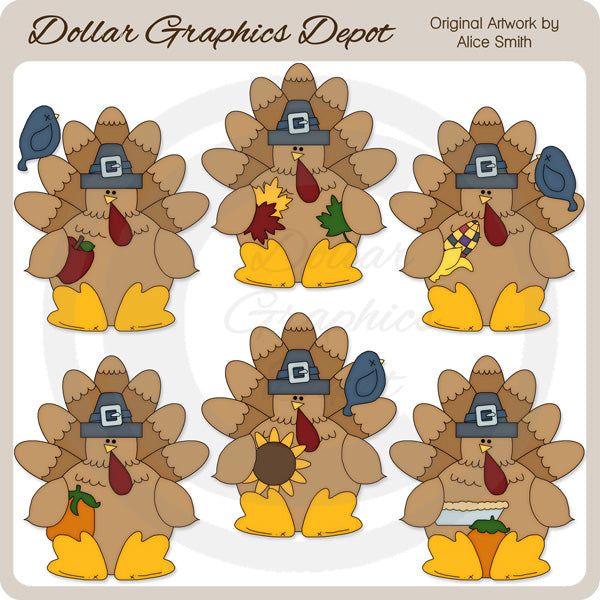 Thanksgiving Turkeys 3 - Clip Art - *DCS Exclusive*