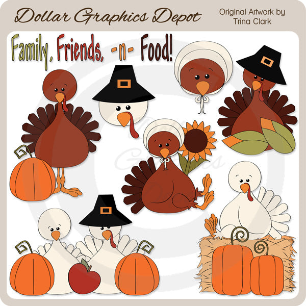 Thanksgiving Turkeys 4 - Clip Art
