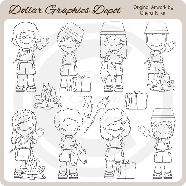 The Camping Kids - Digital Stamps
