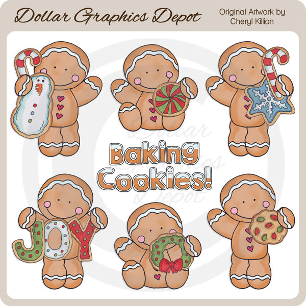 The Gingerbreads Bake Cookies - Clip Art