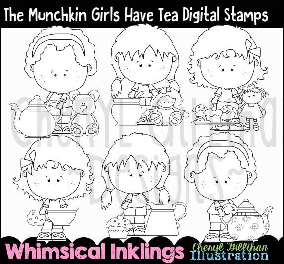 The Munchkin Girls Have Tea...Digital Stamp