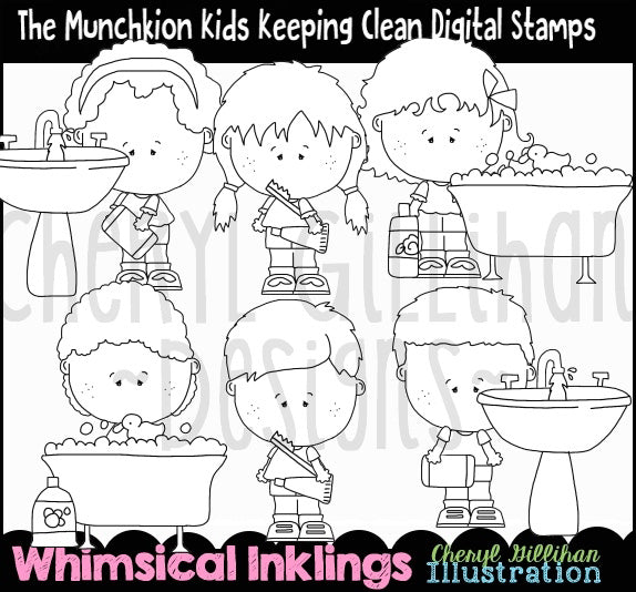 The Munchkin Kids Keeping Clean_Digital Stamps