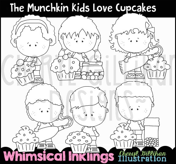 The Munchkin Kids Love Cupcakes_Digital Stamps