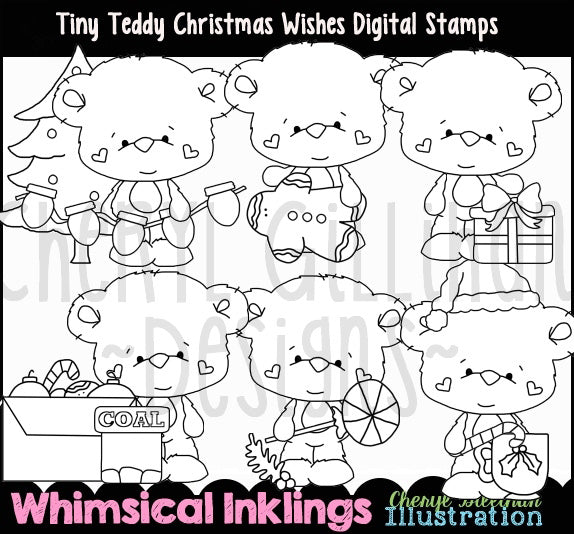 Tiny Teddy Christmas Wishes - Digital Stamps