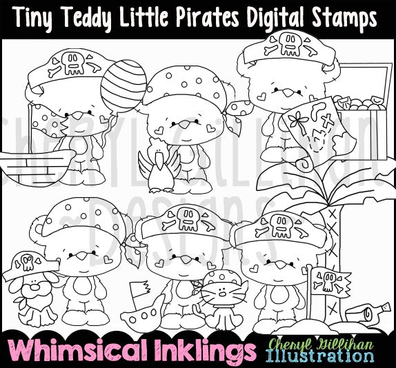 Tiny Teddy Little Pirates - Digital Stamps