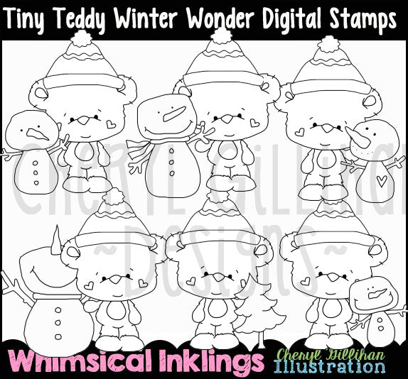 Tiny Teddy Winter Wonder - Digital Stamps