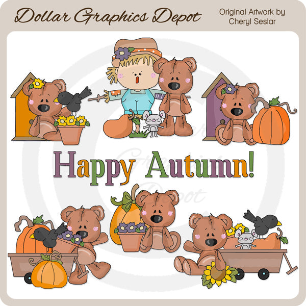 Tubby Bear - Autumn - Clip Art
