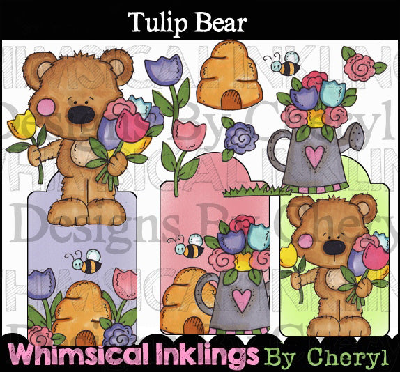 Tulip Bear...Hand Colored Graphic Collection