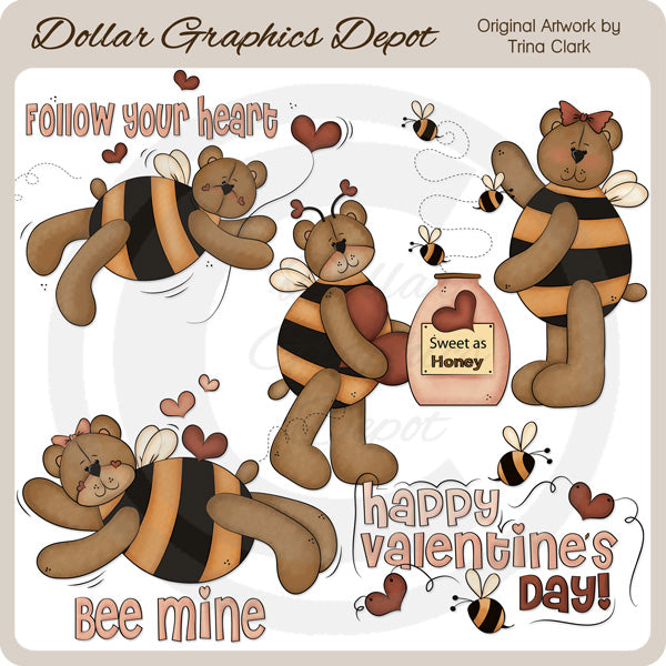 Valentine Bumble Bears - Clip Art
